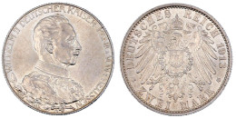 2 Mark 1913 A, Regierungsjubiläum. Stempelglanz, Prachtexemplar. Jaeger 111. - 2, 3 & 5 Mark Silber