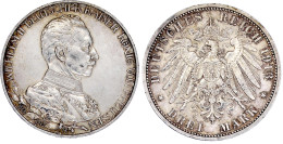 3 Mark 1913 A. Regierungsjubiläum. Polierte Platte, Kl. Kratzer Und Etwas Berieben. Jaeger 112. - 2, 3 & 5 Mark Argent