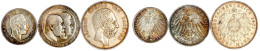 3 Stück: Preussen 2 Mark 1907, Sachsen 5 Mark 1901, Württemberg 3 Mark 1911 Silberhochzeit. Fast Sehr Schön Bis Vorzügli - 2, 3 & 5 Mark Argento