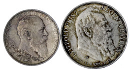 2 Stück: Baden 2 Mark 1902 Reg.-Jub. (Stempelglanz, Prachtexemplar), Bayern 3 Mark 1911 Luitpold (vz/St). - 2, 3 & 5 Mark Silver