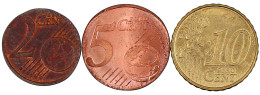 3 Stück: 10 Euro-Cent 2002 F Kehrprägung (180° Stempeldrehung), 5 Euro-Cent 2019 D (Schrötlingsverwechslung Geprägt Auf  - Otros & Sin Clasificación
