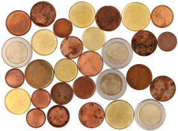 30 Ungeprägte Rohlinge Für Kursmünzen Des Euro-Raums, Vom Cent Bis 2 Euro. U.a. 4 X 2 Euro Mit Randschrift. Vorzüglich - Andere & Zonder Classificatie