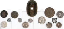 14 Münzen Ab Der Antike. Faustina II. Denar, Antoniniane Gordian III. Und Maximianus, Decentius Halb-Maiorina, Indien Ru - Verzamelingen
