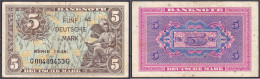 5 Deutsche Mark Austauschnote, Serie 1948. Kennbuchst. G, Serie G (Patte 62). III, äußerst Selten. Rosenberg 236b. Grabo - Andere & Zonder Classificatie