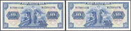 2x 10 Deutsche Mark 22.8.1949. Folge KN. R1509113Q - R1509114Q. PMG 58 Choice About Unc EPQ. Rosenberg 258. Grabowski. B - Sonstige & Ohne Zuordnung