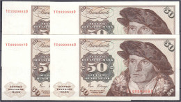 4x 50 Deutsche Mark Austauschnote 2.1.1980. Fortlaufende KN. Serie YE2920305D - YE2920608D, Mit Copyright. I- Rosenberg  - Andere & Zonder Classificatie