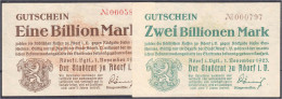 Stadt, 1 Und 2 Bio. Mark 1.11.1923. Wz. Gitter. II U. III. Dießner. 003. 1, 2. - Lokale Ausgaben