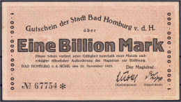 Stadt, 1 Bio. Mark 22.11.1923. I-, Leicht Stockfleckig. Dießner. 348.2. - [11] Lokale Uitgaven