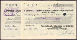 Vereinigte Jute-Spinnereien Und Webereien AG, 1 U. 2 Bio. Mark 23.11.1923. Ohne Wz. II. Dießner. 043.. - [11] Emissions Locales