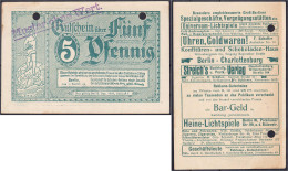 Gesellschaft Für Gutscheinreklame, 5 Pfg. 1.11.1919. Ohne Wz. II. Tiese 0460.090.01. - [11] Local Banknote Issues