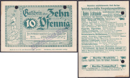 Gesellschaft Für Gutscheinreklame, 10 Pfg. 1.11.1919. Ohne Wz. II. Tieste 0460.090.02. - [11] Local Banknote Issues