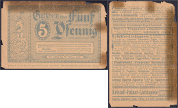 Gesellschaft Für Gutscheinreklame, 5 Pfg. 1.1.1920. Ohne Wz. IV-, Hinterklebt. Tieste 0460.090.10. - [11] Emissions Locales