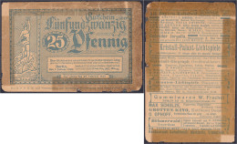 Gesellschaft Für Gutscheinreklame, 25 Pfg. 1.1.1920. Ohne Wz. IV-, Hinterklebt. Tieste 0460.090.12. - [11] Local Banknote Issues