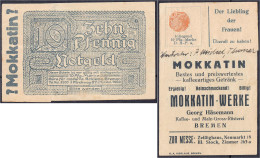 Georg Häsemann, Makkatin-Werke Bremen, 10 Pfg. O.D. Briefmarkengeld. II. Tieste 0895.070.10. - [11] Emissioni Locali