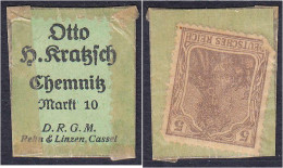 Otto H. Kratzsch, 5 Pfg. O.D. Papier Mit Briefmarke In Pergamintüte. I-II. Tieste 1135.20.01. - [11] Emissions Locales
