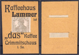 Lummer, Kaffeehaus, 2 Pfg. O.D. Karton Mit Eingeschobener Briefmarke. I- Tieste 1230.10.01. - [11] Emissions Locales