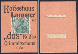 Lummer, Kaffeehaus, 5 Pfg. O.D. Karton Mit Eingeschobener Briefmarke. I- Tieste 1230.10.02. - [11] Emissions Locales