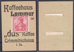 Lummer, Kaffeehaus, 10 Pfg. O.D. Karton Mit Eingeschobener Briefmarke. I- Tieste 1230.10.03. - [11] Emissions Locales