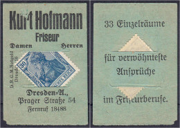 Kurt Hofmann, Friseur, 30 Pfg. O.D. Karton Mit In Schlitze Gesteckter Briefmarke. I- Tieste 1480.25.01. - [11] Emissions Locales