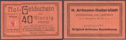 H. Artmann, Weinhandlung Und Likörfabrik, 40 Pfg. O.D. II. Tieste 1515.05.02. - [11] Emissions Locales