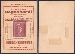 Degenhardt, Schuhhaus, 5 Pfg. O.D. Karton Mit In Schlitze Gesteckter Briefmarke. II. Tieste 1755.010.01. - [11] Emissions Locales