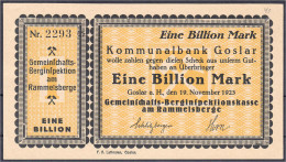 Staatliche Gemeinschafts-Berginspektion Am Rammelsberg, 1 Bio. Mark 19.11.1923. Ohne Wz. I- Dießner. 280. 1. - [11] Emissions Locales