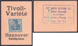 Tivoli-Variete, 30 Pfg. O.D. Karton, Anschrift Hannover Schiffgraben, V Von Variete Mit Kopfstriche. I- Tieste 2795.70.0 - [11] Emissions Locales