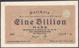 Henschel & Sohn G.m.b.H., Abt. Henrichshütte, 1 Bio. Mark Oktober 1923. Gültig Bis Ende Januar 1924, Wz. Bandwerk. I - [11] Emissions Locales