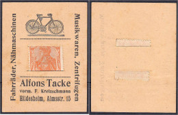 Alfons Tacke, 10 Pfg. O.D. Karton Mit In Schlitze Gesteckter Briefmarke. II, Stockfleckig. Tieste 3030.15.01. - [11] Emissions Locales