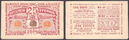Carl Crave, Haushalts-Artikel, 25 Pfg. 1921. Druck Rot. I-II. Tieste 3565.030.10. - [11] Local Banknote Issues