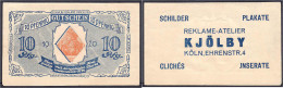 K.H. Kjölby, Reklame-Atelier, Schilder, Plakate ..., 10 Pfg. 1920. II. Tieste 3565.060.05. - [11] Emissions Locales