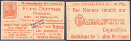 Franz Dommes, Eisenwaren Haus Und Küchengeräte, 10 Pfg. 1921. Portobriefmarke Ohne Pergaminhülle. I- Tieste 3565.010.01. - [11] Emissions Locales