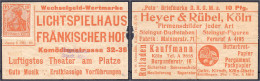 Lichtspielhaus Fränkischer Hof, 10 Pfg. 1921. Port-Briefmarke Ohne Pergaminhülle. III-, Fehlstelle Und Einriss. Tieste 3 - [11] Emissions Locales