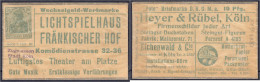 Lichtspielhaus Fränkischer Hof, 20 Pfg. 1921. Port-Briefmarke In Pergaminhülle. II. Tieste 3565.080.02. - [11] Emissions Locales