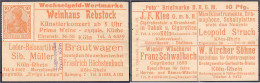 Weinhaus Rebstock, 10 Pfg. 1921. Port-Briefmarke Ohne Pergaminhülle. II. Tieste 3565.120.01. - [11] Emissions Locales