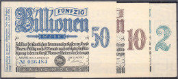 Kreis, 2, 10 Und 50 Bio. Mark 5.11.1923. Wz. S-S-Muster. Kl. Einrisse, Sonst I-II. Dießner. 481. 2,3,4. - [11] Emissions Locales