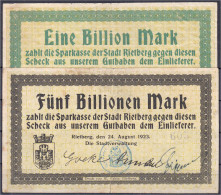 Stadtverwaltung, 1, 5 Bio. 24.8.1923. III-, Kl. Einrisse. Dießner. 603.1,2. - [11] Emissions Locales