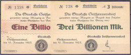 Girokasse, 1 U. 3 Bio. Mark 10.11.1923. Ohne Wz. II. Dießner. 663. 1,3. - [11] Emissions Locales