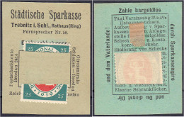 Städtische Sparkasse, 25 Pfg. O.D. (1920). Karton Mit In Schlitze Gesteckter Briefmarke. I- Tieste 7400.20.01. - [11] Emissions Locales