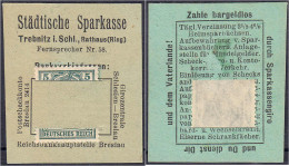 Städtische Sparkasse, 5 Pfg. O.D. (1920). Karton Mit In Schlitze Gesteckter Briefmarke. II. Tieste 7400.20.01. - [11] Emissioni Locali