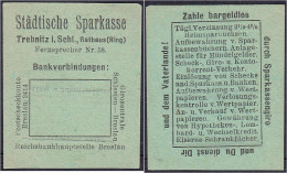 Städtische Sparkasse, Ohne Wert (Briefmarke) O.D. (1920). Karton Mit In Schlitze Gesteckter Briefmarke. II-III. Tieste 7 - [11] Emissioni Locali