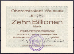 Oberamtsstadt / Stadtschultheißamt Und Stadtpflege, 10 Bio. Mark 21.9.1923. I. Dießner. 734.5. - [11] Emissions Locales