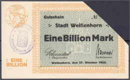 Stadt, 1 Bio. Mark 27.10.1923. Ohne Wz. Ovalstempel Mit Bayern Und 4 Sternen. I-, Abgeschnittene Ecke. Dießner. 750.4. - [11] Emissions Locales