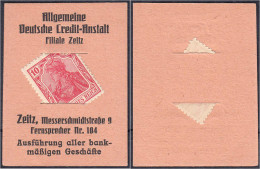 Allgemeine Deutsche Credit-Anstalt, 10 Pfg. O.D. Karton Mit In Schlitze Gesteckter Briefmarke. I- Tieste 8180.05.01. - [11] Emissions Locales