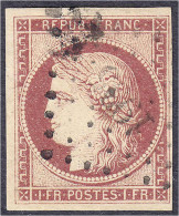 1 Fr. Ceres 1849, Karmin, Sauber Gestempelt, Vollrandig. Mi. 1.000,-€. Michel 7. - Sonstige & Ohne Zuordnung