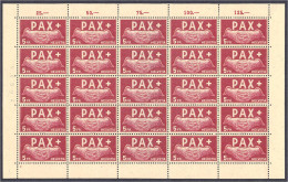 5 Fr. PAX 1945, Kompletter 25er Bogen In Postfrischer Erhaltung. Mi. 3.750,-€. Michel 458 (25x). - Altri & Non Classificati