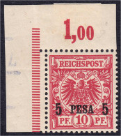 5 P Auf 10 Pf. Freimarke 1893/1896, Farbe ,,c" (lebhaftlilarot), Postfrische Erhaltung, Unsigniert, An Den Rändern Kl. F - Afrique Orientale
