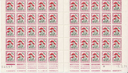 FRANCE Taxe  95 ** MNH Type Fleur Centaure Jacée Bloc De 100 En Coin Daté Du -3. 2.71 Février 1971 - Postage Due