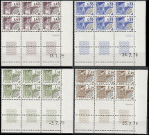 FRANCE Préo 162 à 165  ** MNH 4 Blocs De 6 En Coin Daté -3. 7.79 13. 7.79 23. 7.79 25. 7.79 Juillet 1979 Tour - Prematasellados