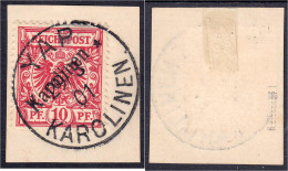 10 Pf. Freimarken (Aufdruck 48°) 1899/1900, Zentrisch Gestempelt Auf Briefstück, Doppelt Geprüft R. Steuer BPP. Mi. 160, - Carolines